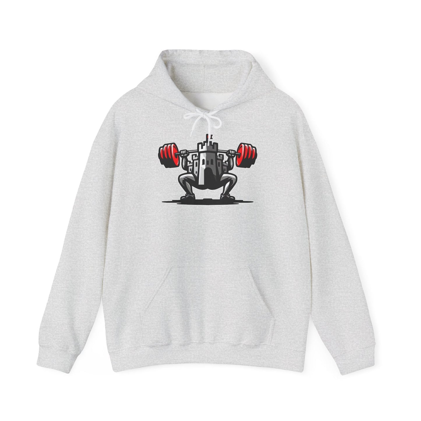 Powerlifting hoodie featuring the Castle FY Iconic logo in Ash, style and clarity in one.