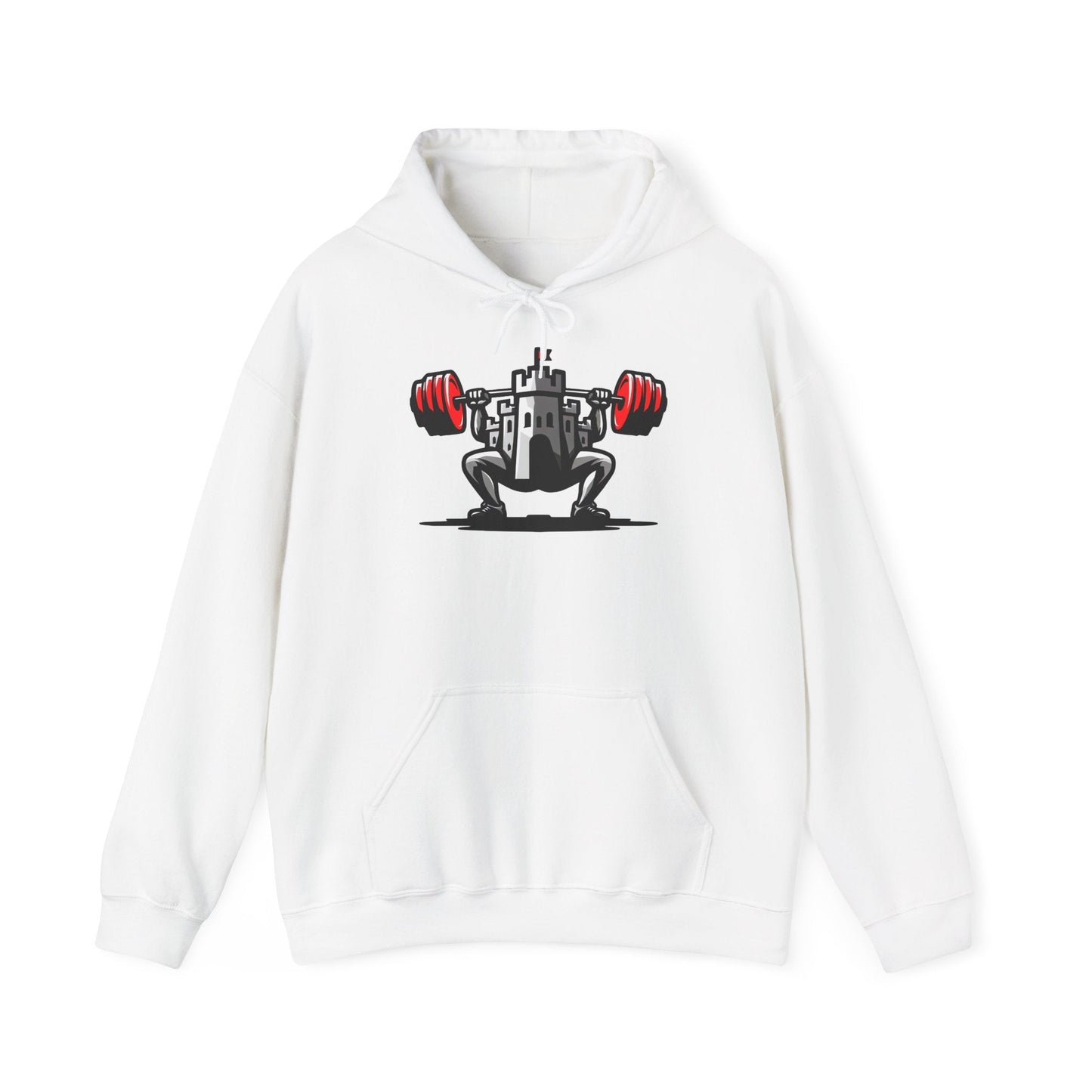 Powerlifting hoodie featuring the Castle FY Iconic logo in White, crafted for durability and comfort.