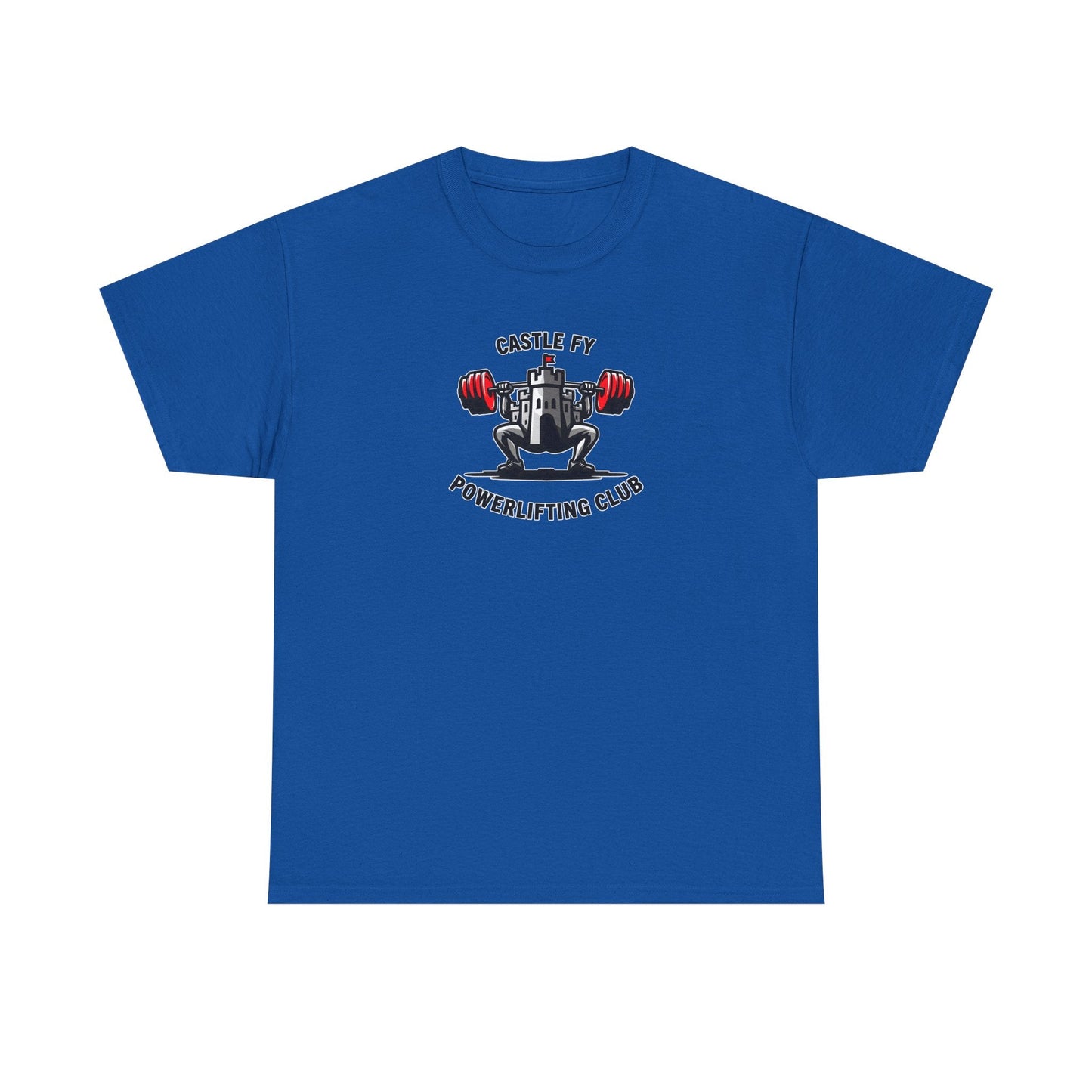 Powerlifting T-shirt with the Castle FY Foundation logo in Royal, performance-ready with understated style.