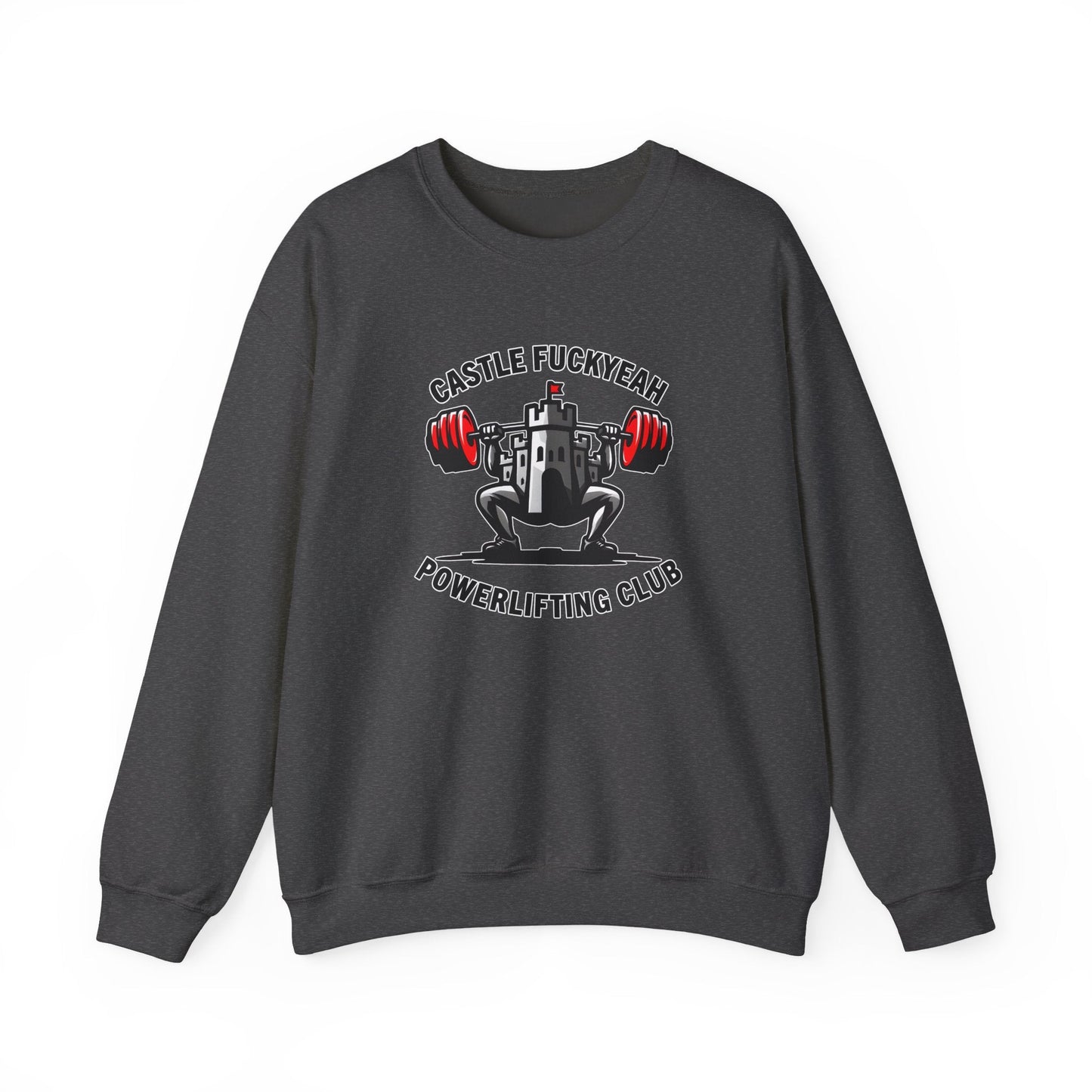 Dark Heather Heritage jumper with Castle FY logo — warm, durable, and unapologetic.