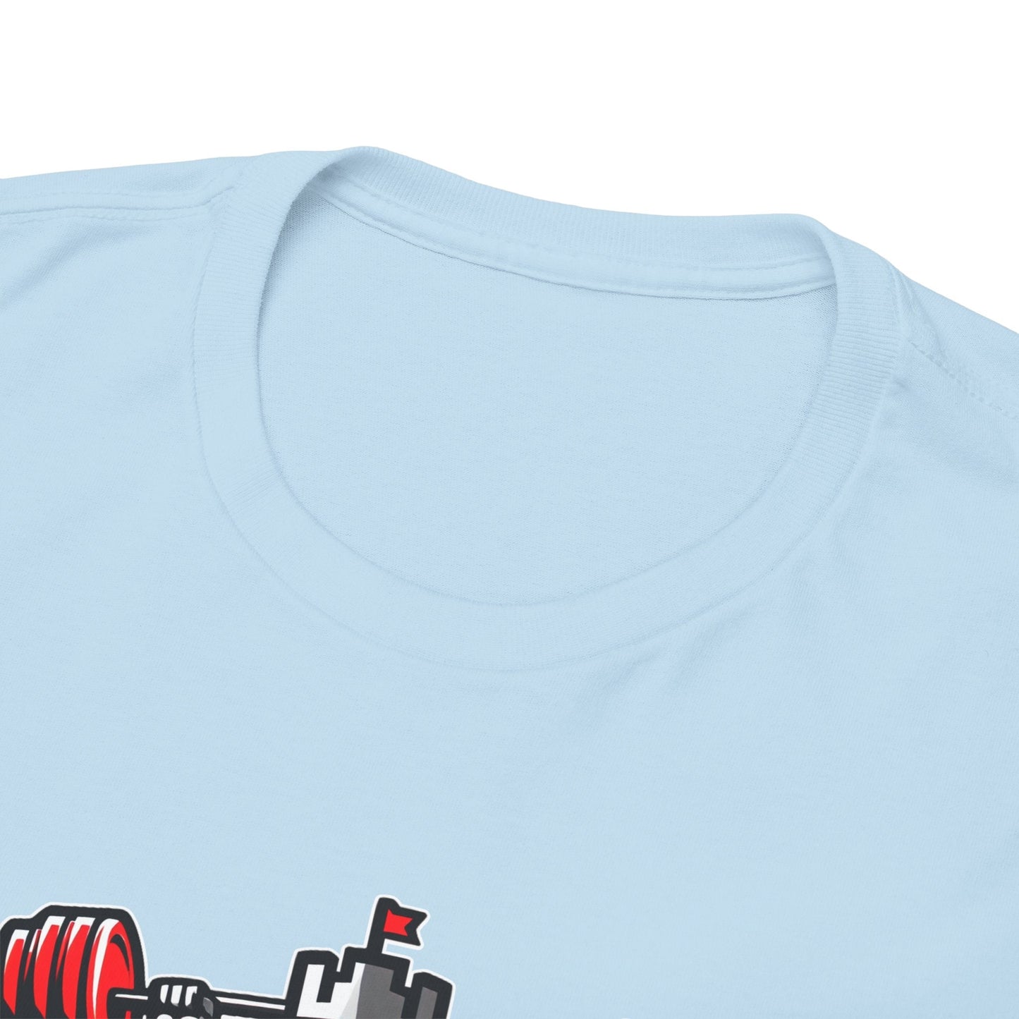 Powerlifting t-shirt featuring the Castle FY Iconic logo in Light Blue, clean and fresh for gym or casual wear.