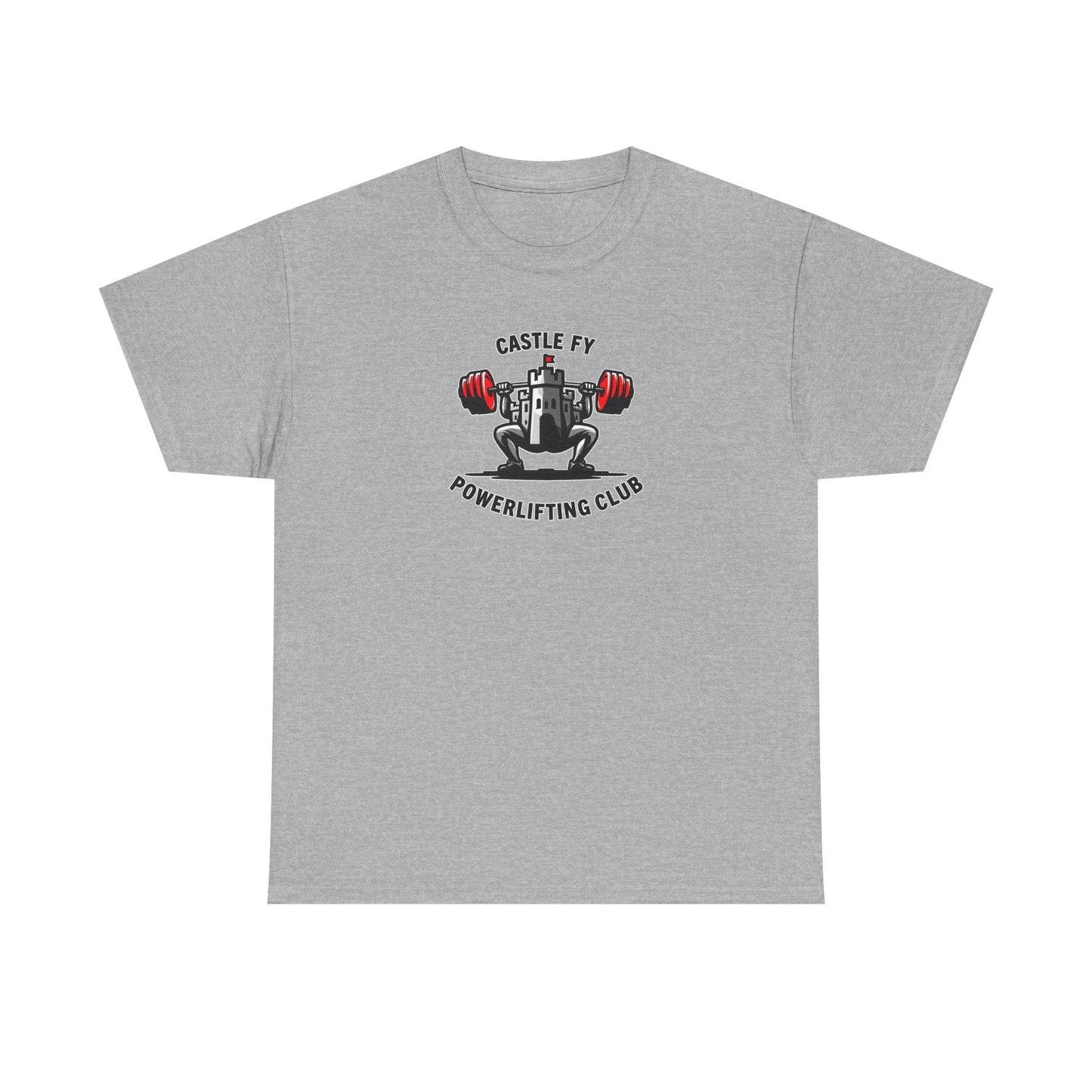Powerlifting T-shirt with the Castle FY Foundation logo in Sport Grey, designed for durability and composed presence.