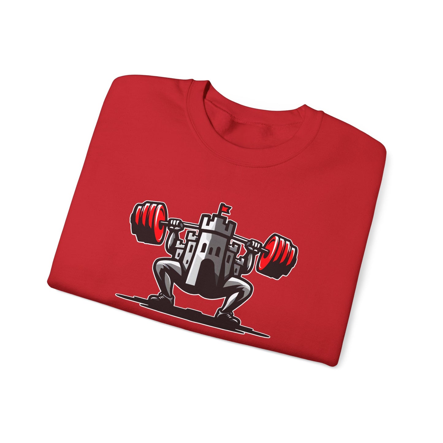 Powerlifting jumper featuring the Castle FY Iconic logo in Red, statement strength for lifters.