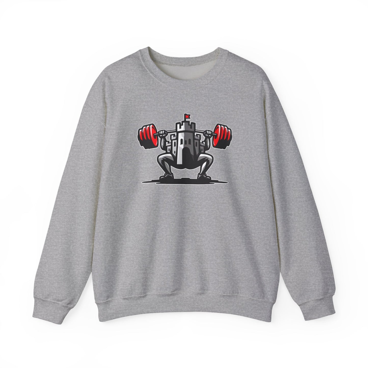 Powerlifting jumper featuring the Castle FY Iconic logo in Sport Grey, minimalist strength with everyday comfort.