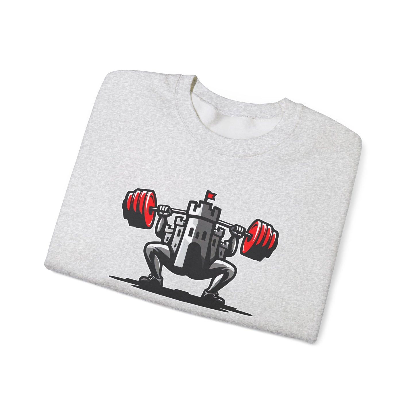 Powerlifting jumper featuring the Castle FY Iconic logo in Ash, light-toned and unmistakable.