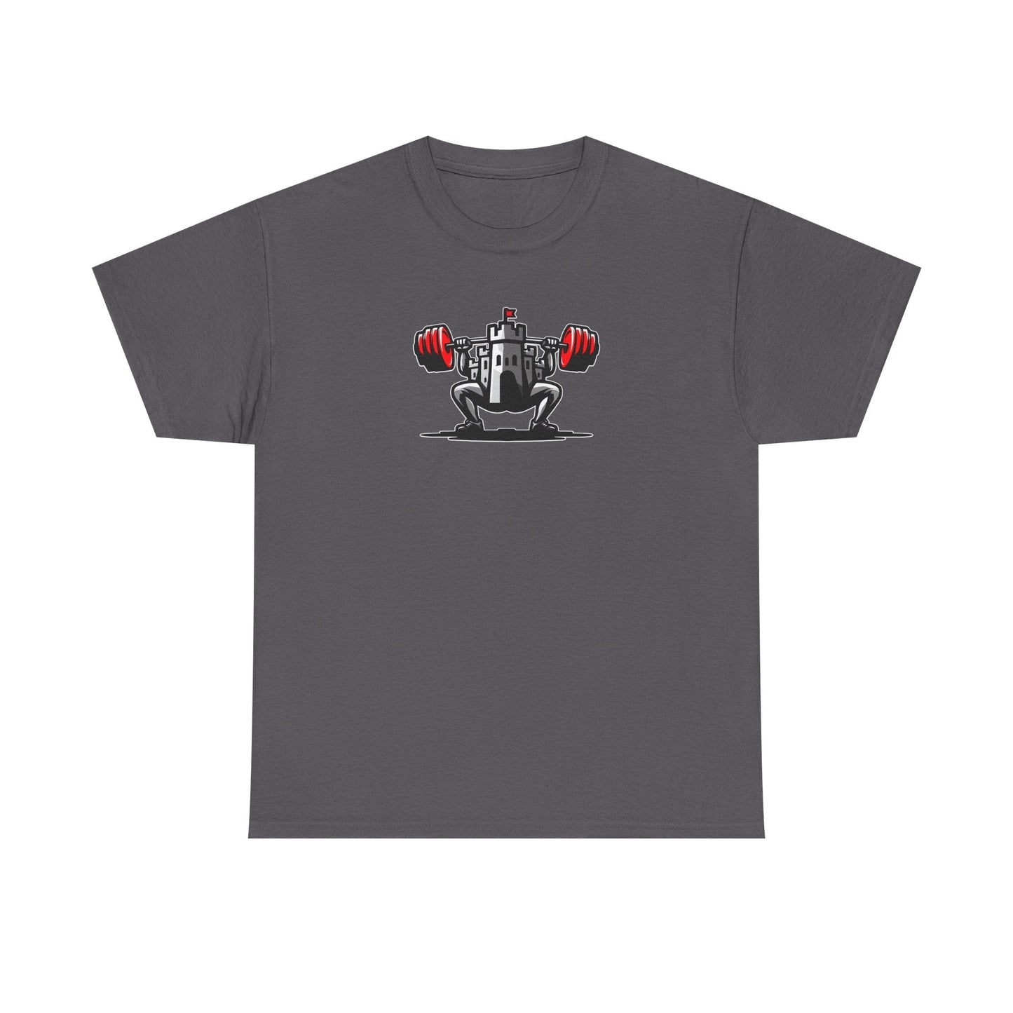 Powerlifting t-shirt featuring the Castle FY Iconic logo in Charcoal, subtle and strong with style appeal.