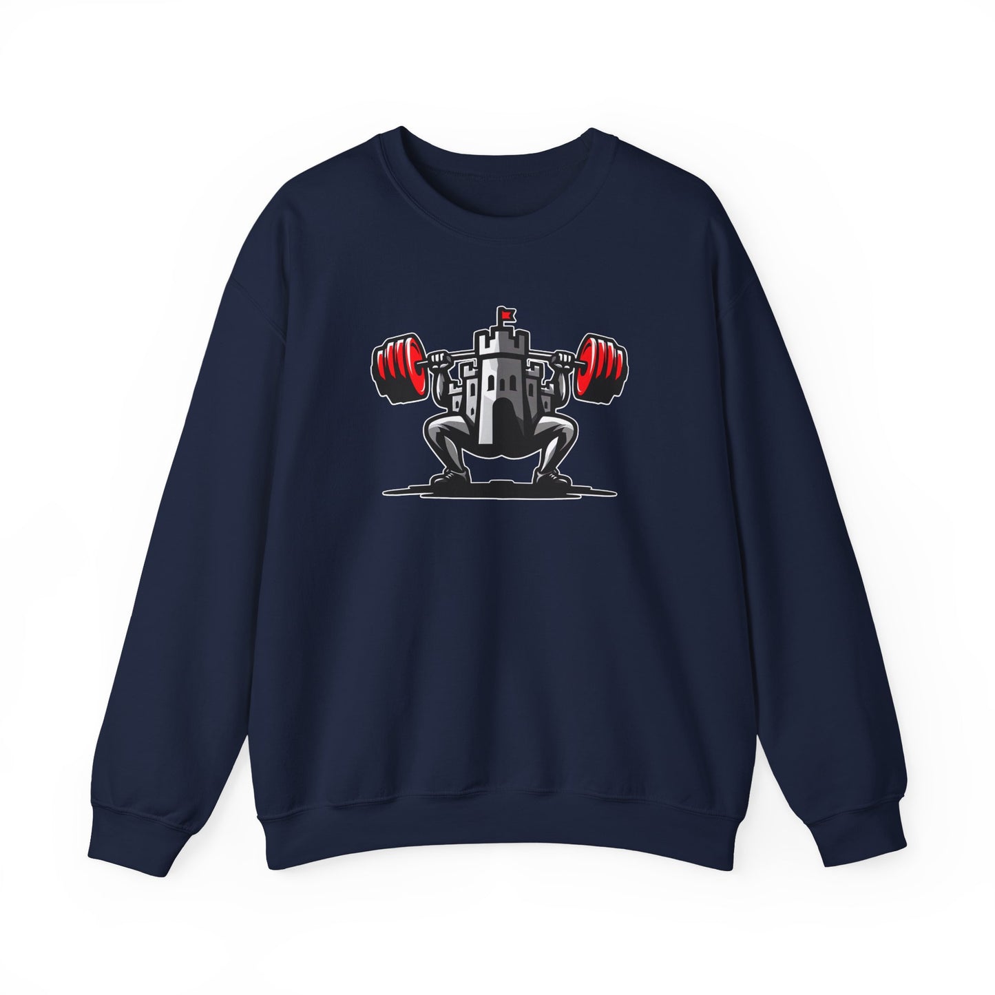 Powerlifting jumper featuring the Castle FY Iconic logo in Navy, sharp and subtle for everyday wear.