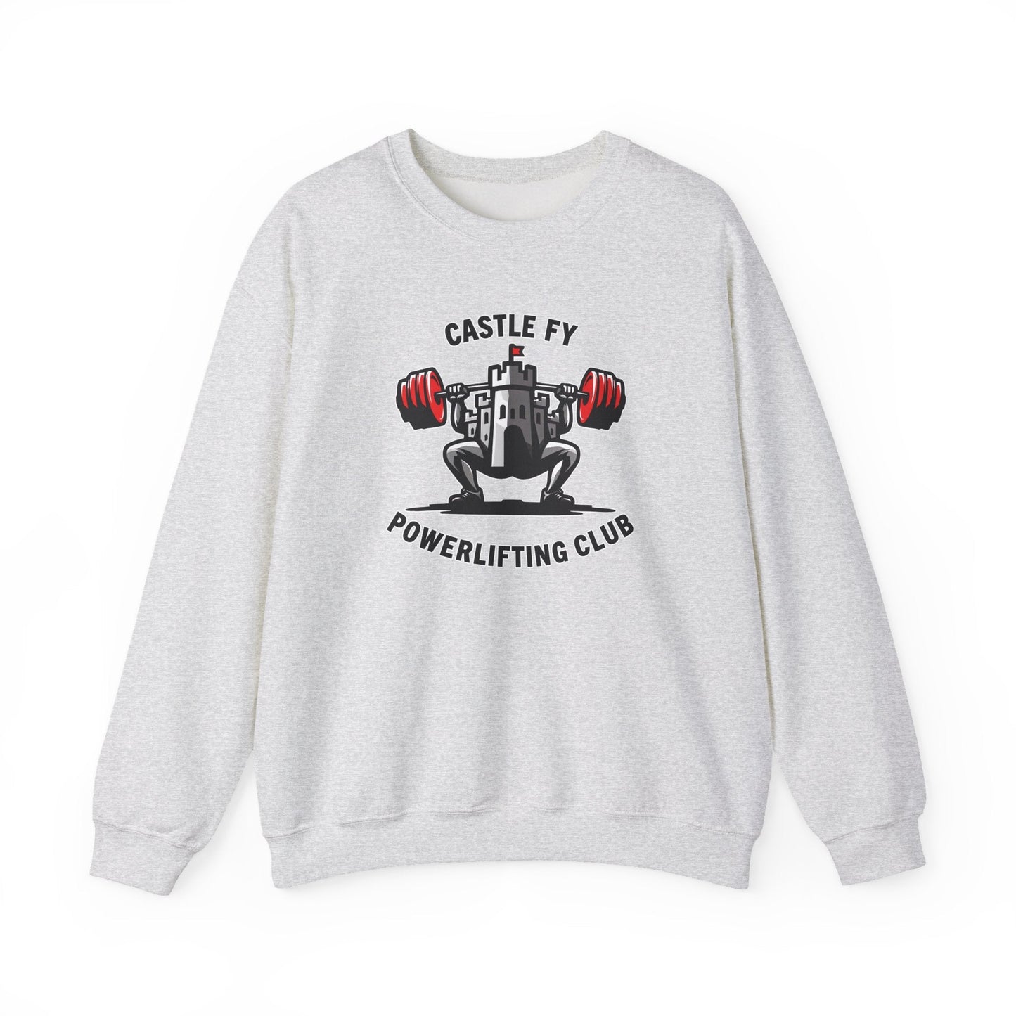 Powerlifting jumper featuring the Castle FY Foundation logo in Ash, neutral and versatile for daily wear.