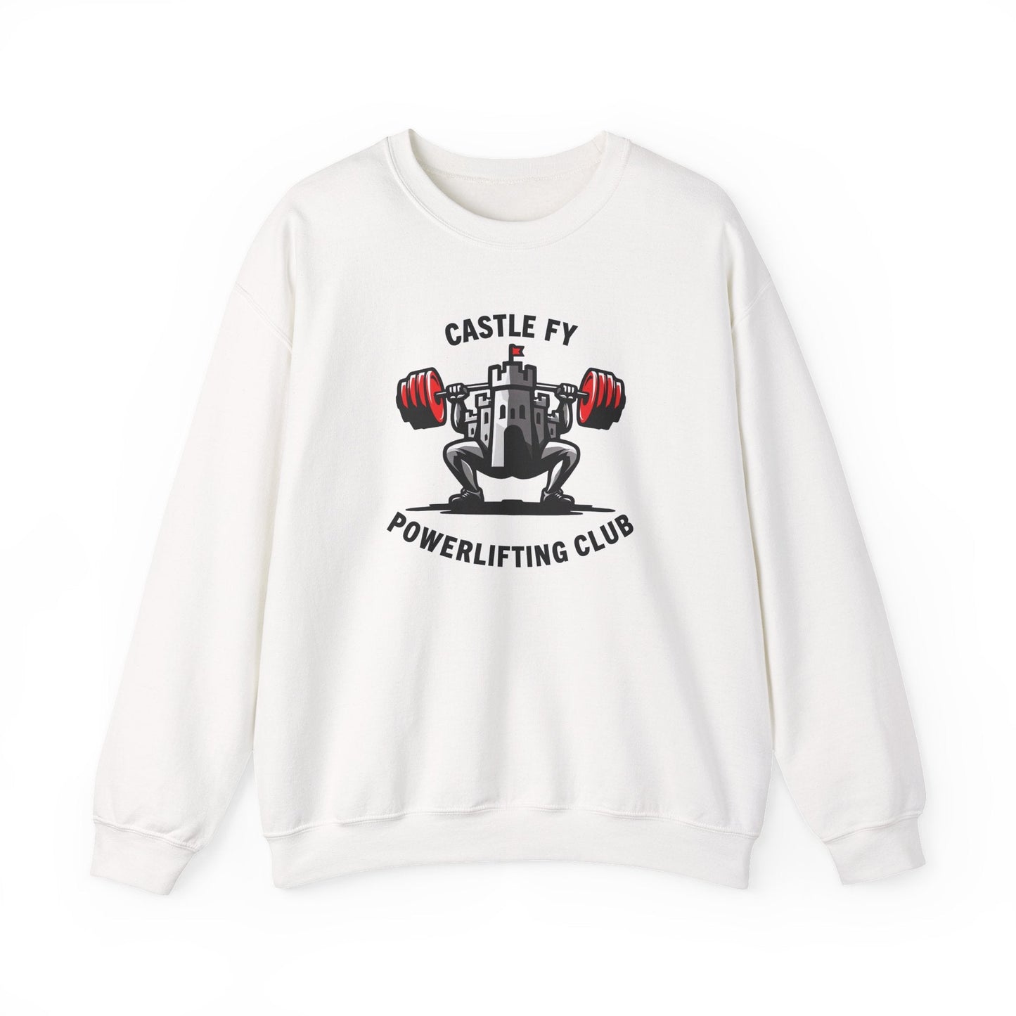Powerlifting jumper featuring the Castle FY Foundation logo in White, clean-cut and cold-weather ready.