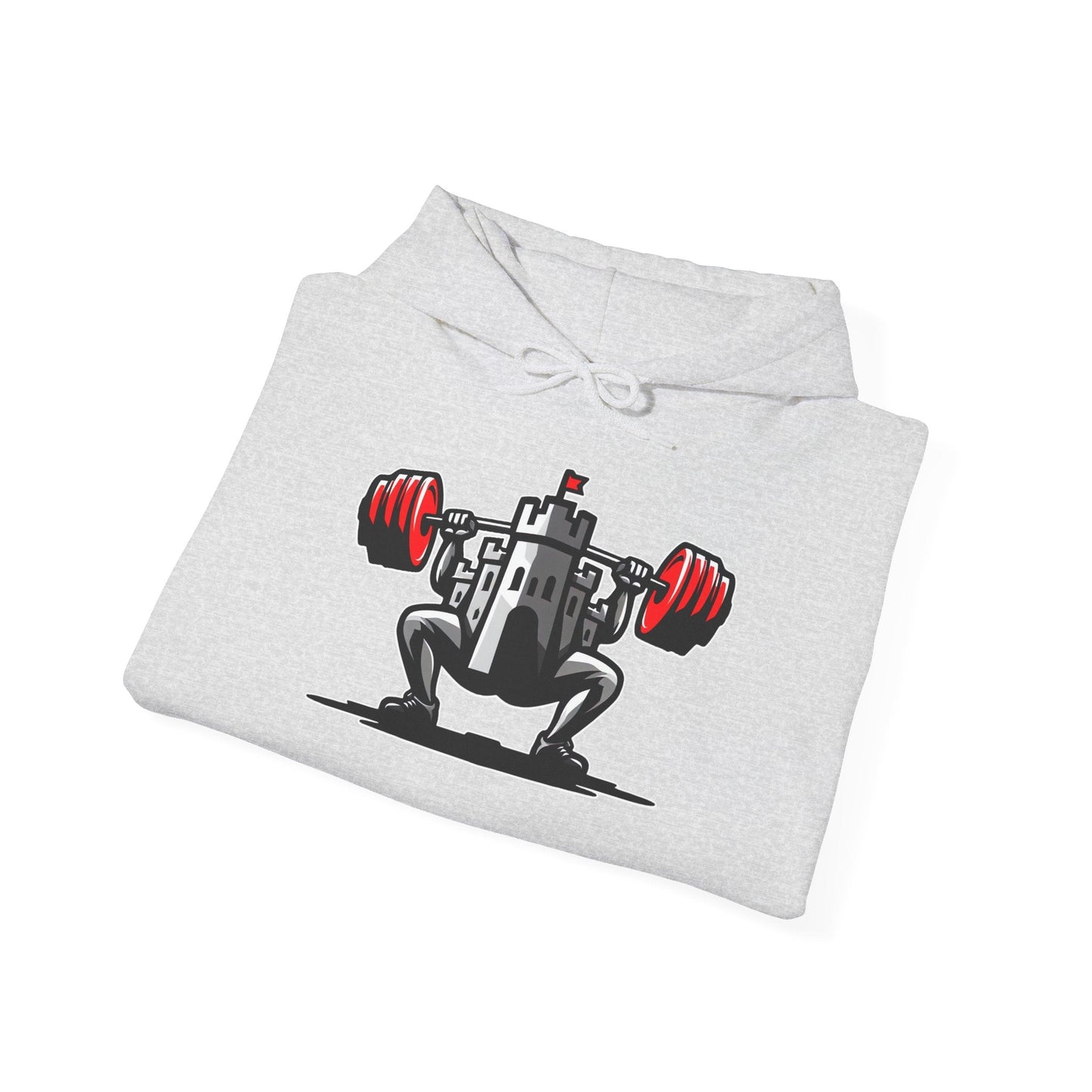 Powerlifting hoodie featuring the Castle FY Iconic logo in Ash, style and clarity in one.