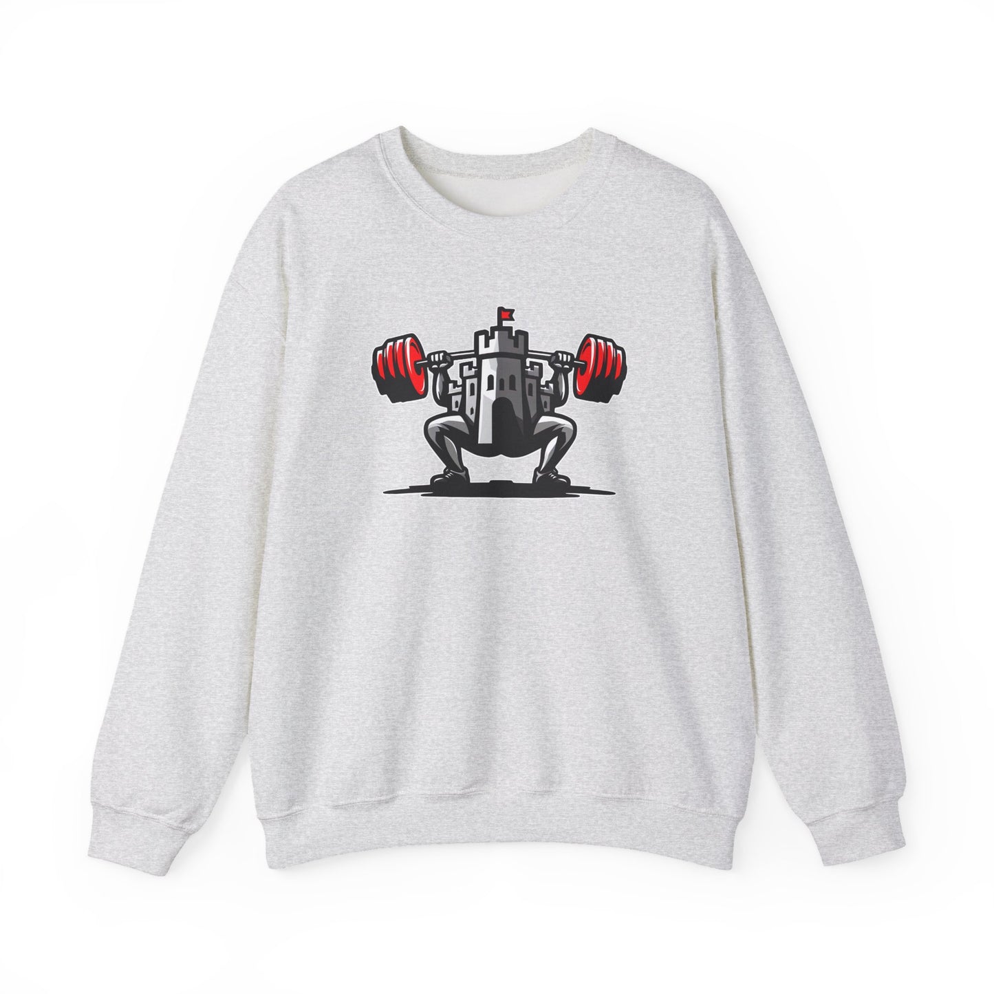 Powerlifting jumper featuring the Castle FY Iconic logo in Ash, light-toned and unmistakable.