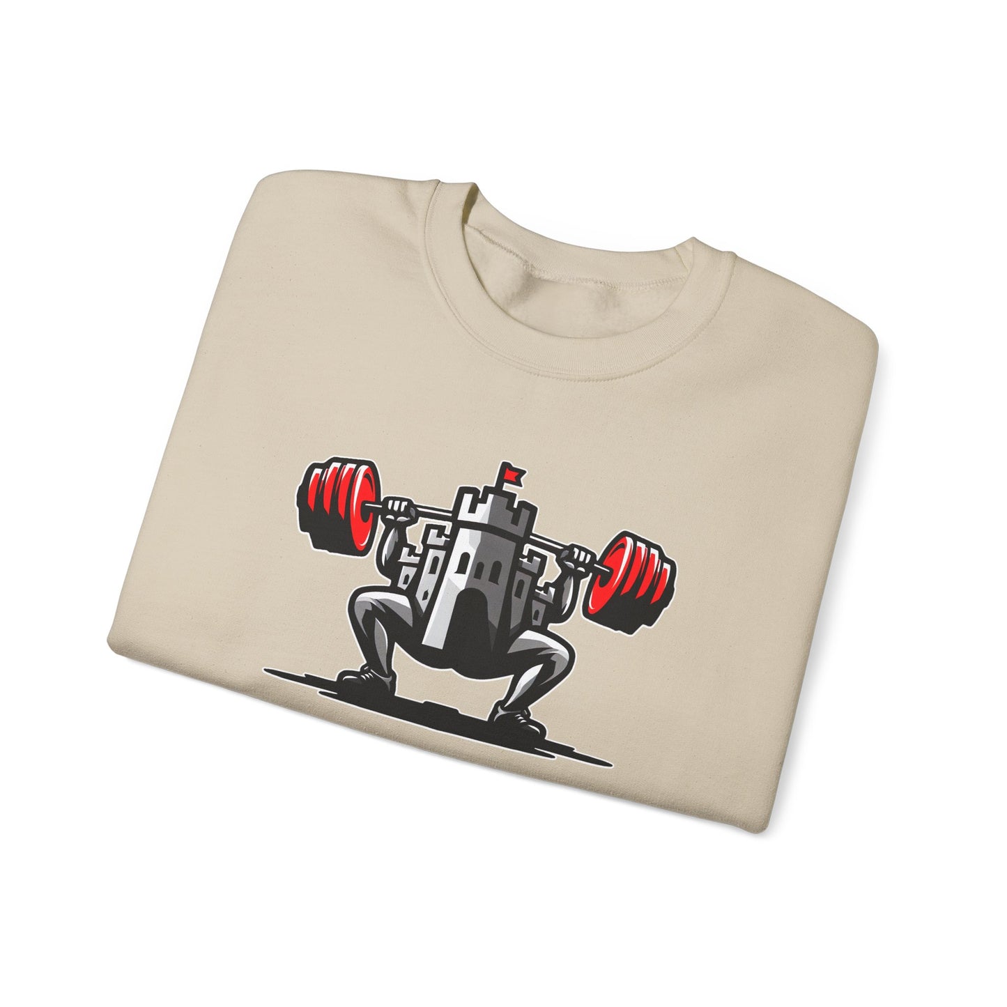 Powerlifting jumper featuring the Castle FY Iconic logo in Sand, clean minimalism with intent.