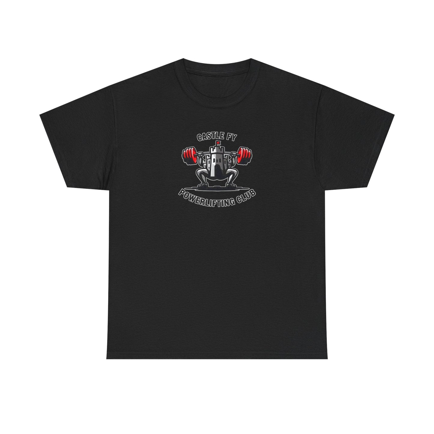 Powerlifting T-shirt with the Castle FY Foundation logo in Black, discreet and dependable for consistent lifters.