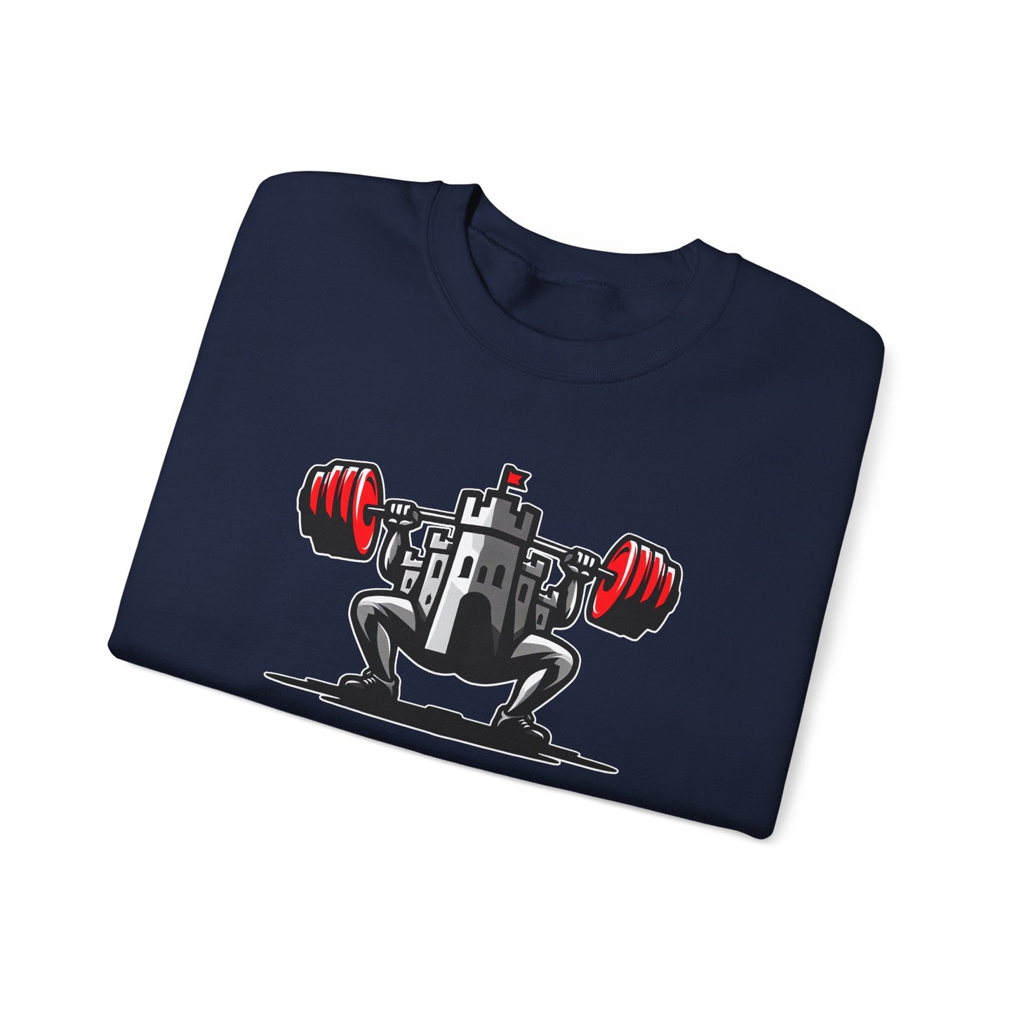 Powerlifting jumper featuring the Castle FY Iconic logo in Navy, sharp and subtle for everyday wear.