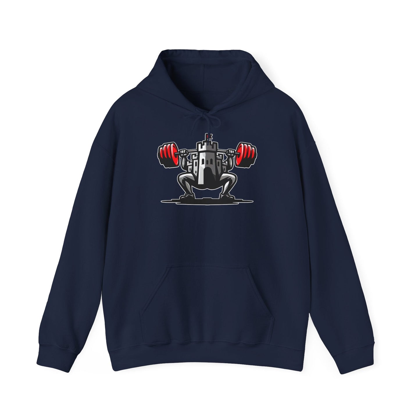 Powerlifting hoodie featuring the Castle FY Iconic logo in Navy, a confident look with all-day wearability.