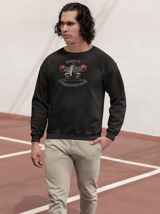 Powerlifting jumper featuring the Castle FY Foundation logo in Black, built for warmth and grit.