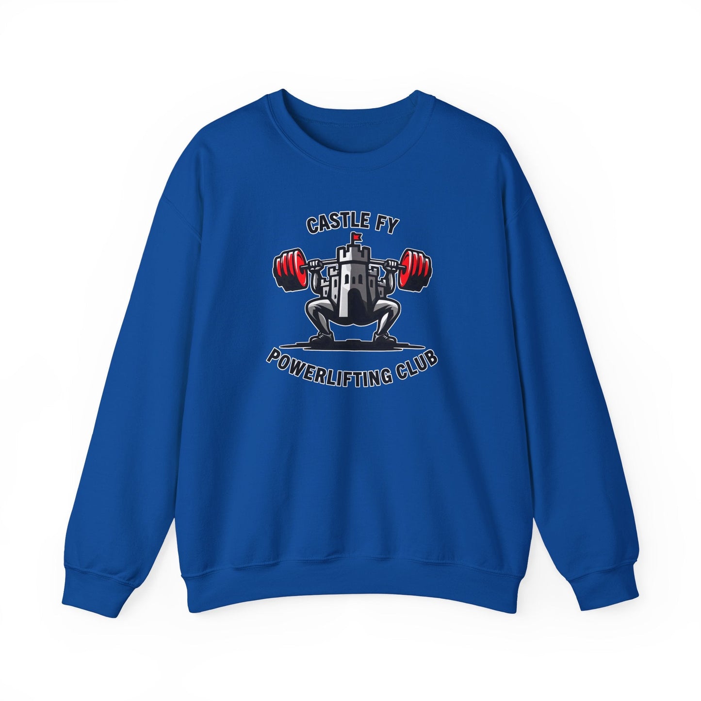 Powerlifting jumper featuring the Castle FY Foundation logo in Royal, crafted for comfort and durability.