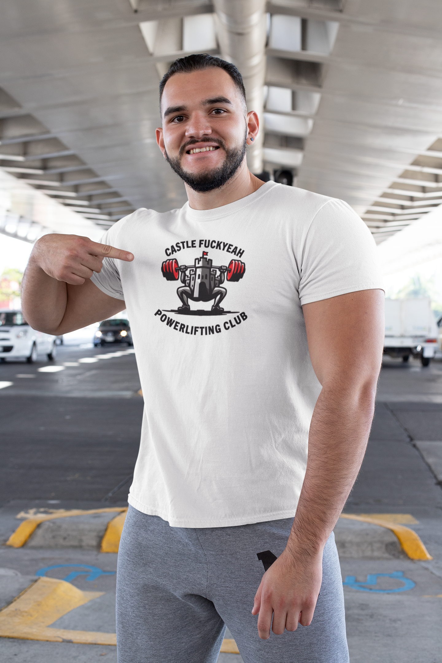 Powerlifting t-shirt featuring the Castle FY Heritage logo in White, crafted for durability and comfort.