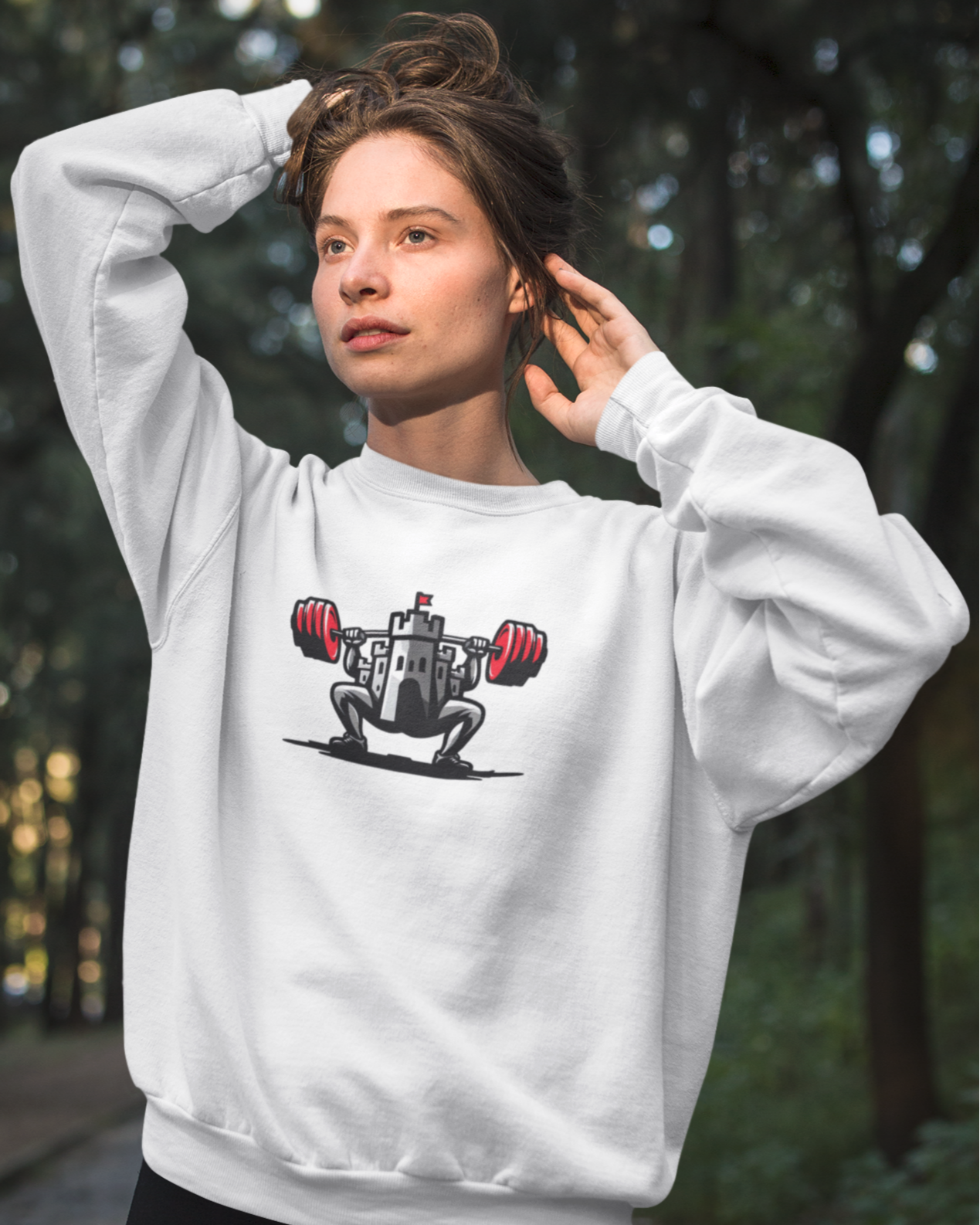 Powerlifting jumper featuring the Castle FY Iconic logo in White, clean and uncompromising