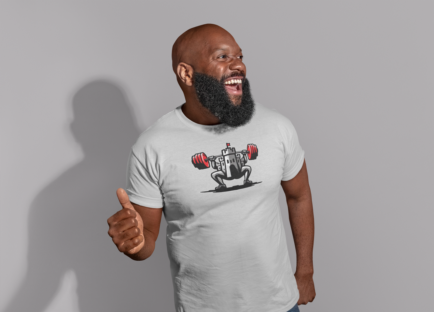 Powerlifting t-shirt featuring the Castle FY Iconic logo in Sport Grey, crafted for performance and everyday wear.