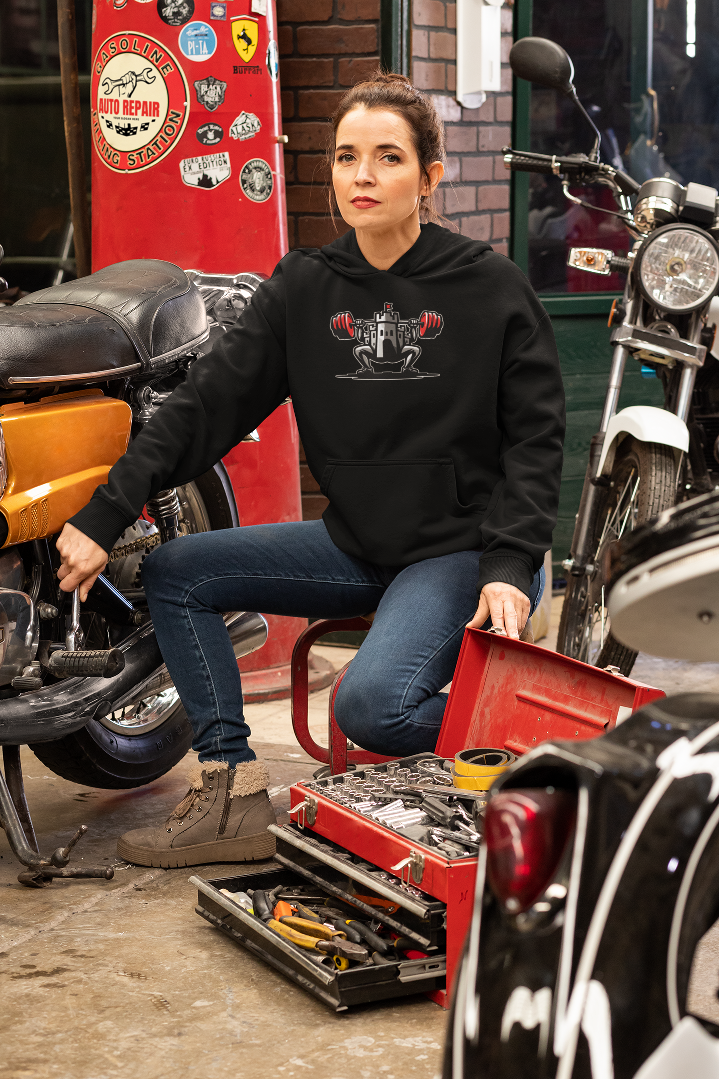 Powerlifting hoodie featuring the Castle FY Iconic logo in Black, built for intensity and style.