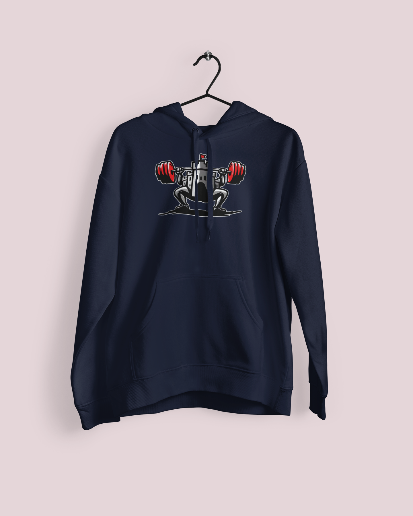 Powerlifting hoodie featuring the Castle FY Iconic logo in Navy, a confident look with all-day wearability.