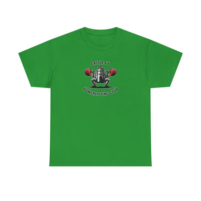Powerlifting T-shirt with the Castle FY Foundation logo in Irish Green, a refreshing, grounded look for strength without ego.