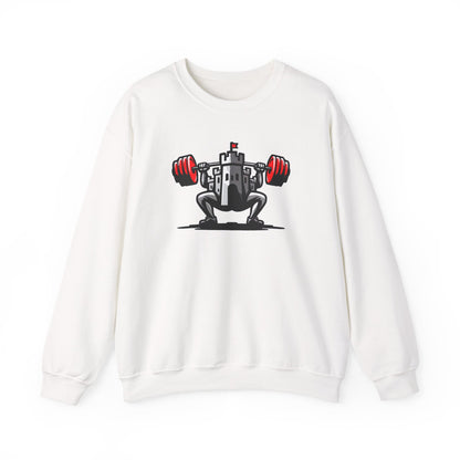 Powerlifting jumper featuring the Castle FY Iconic logo in White, clean and uncompromising.