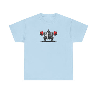 Powerlifting t-shirt featuring the Castle FY Iconic logo in Light Blue, smooth and subtle with style appeal.