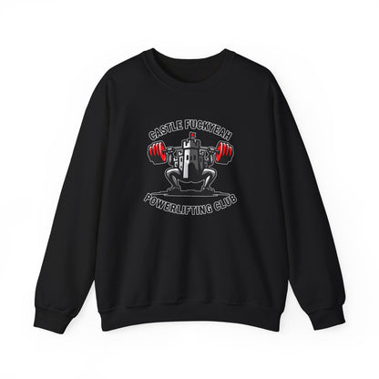Castle FY Heritage jumper in Black with full front logo, built for powerlifting strength.