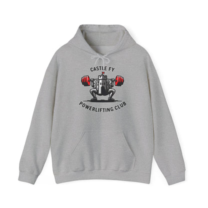 Powerlifting hoodie featuring the Castle FY Foundation logo in Sport Grey