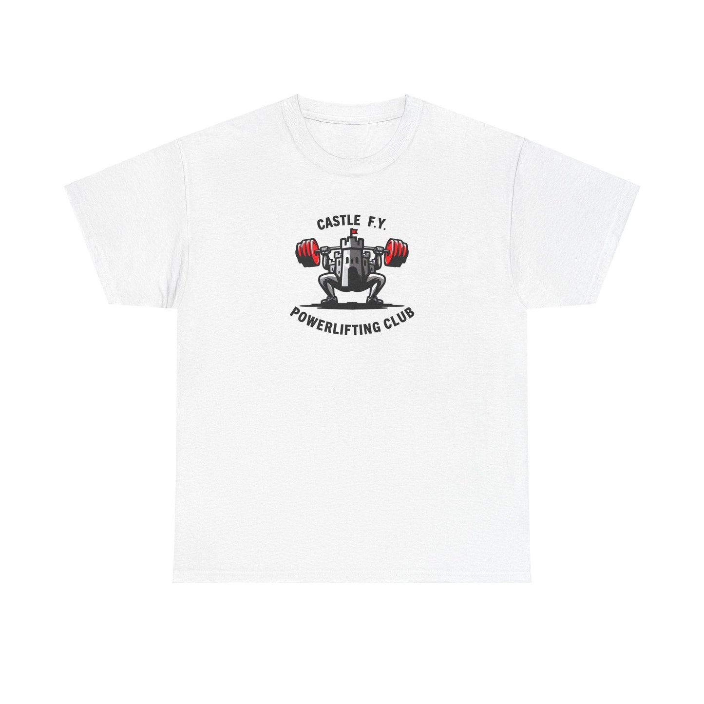 Crisp white powerlifting t-shirt, ideal for athletes who prefer clean, minimalist designs