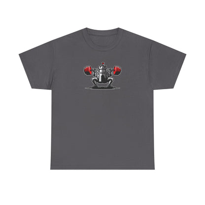 Powerlifting t-shirt featuring the Castle FY Iconic logo in Charcoal, subtle and strong with style appeal.