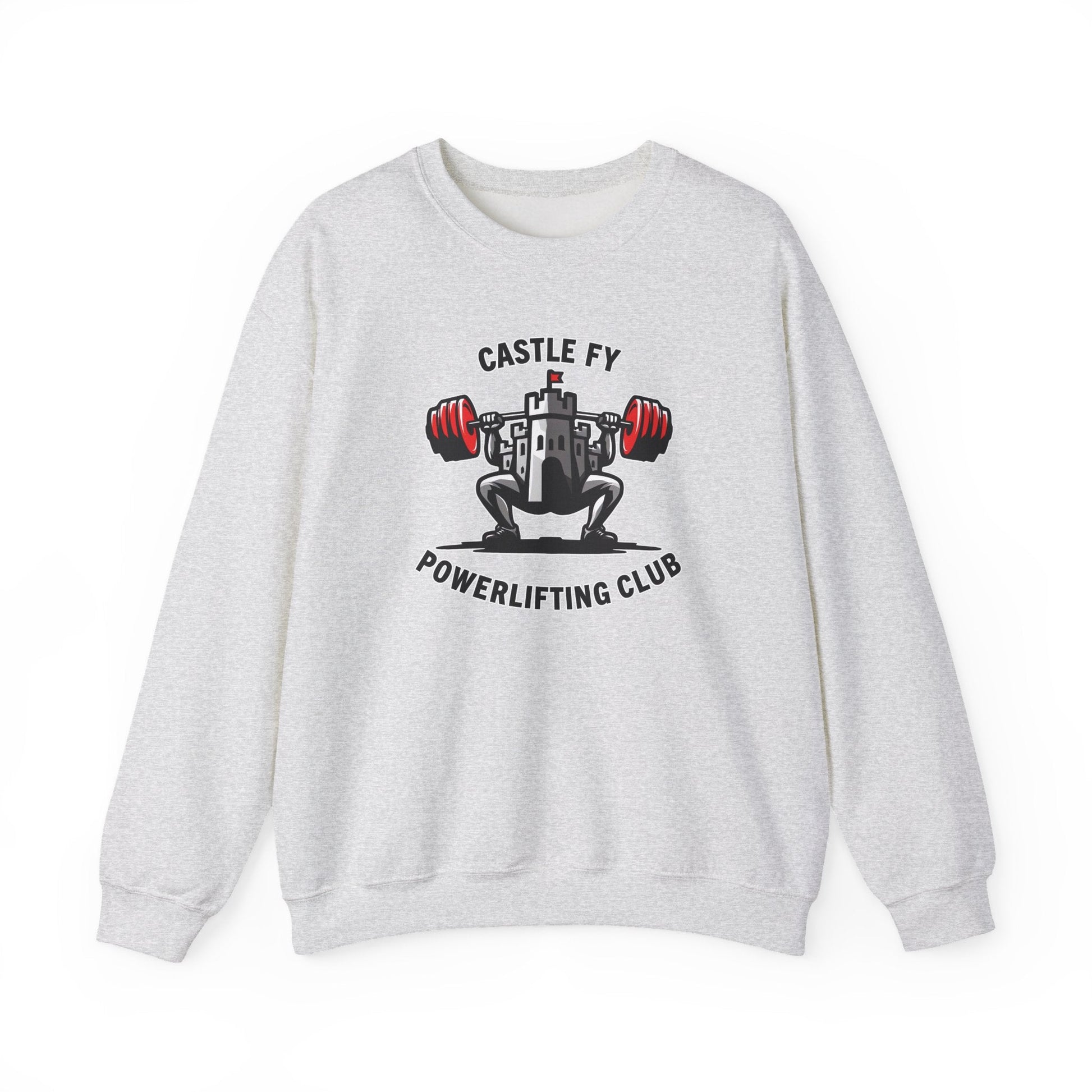 Powerlifting jumper featuring the Castle FY Foundation logo in Ash, neutral and versatile for daily wear.