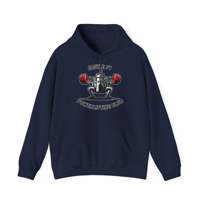 Powerlifting hoodie featuring the Castle FY Foundation logo in Navy,