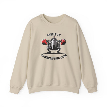 Powerlifting jumper featuring the Castle FY Foundation logo in Sand, earthy and built for comfort.