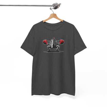 Powerlifting t-shirt featuring the Castle FY Iconic logo in Dark Heather, sharp and gym-ready with a bold visual edge.
