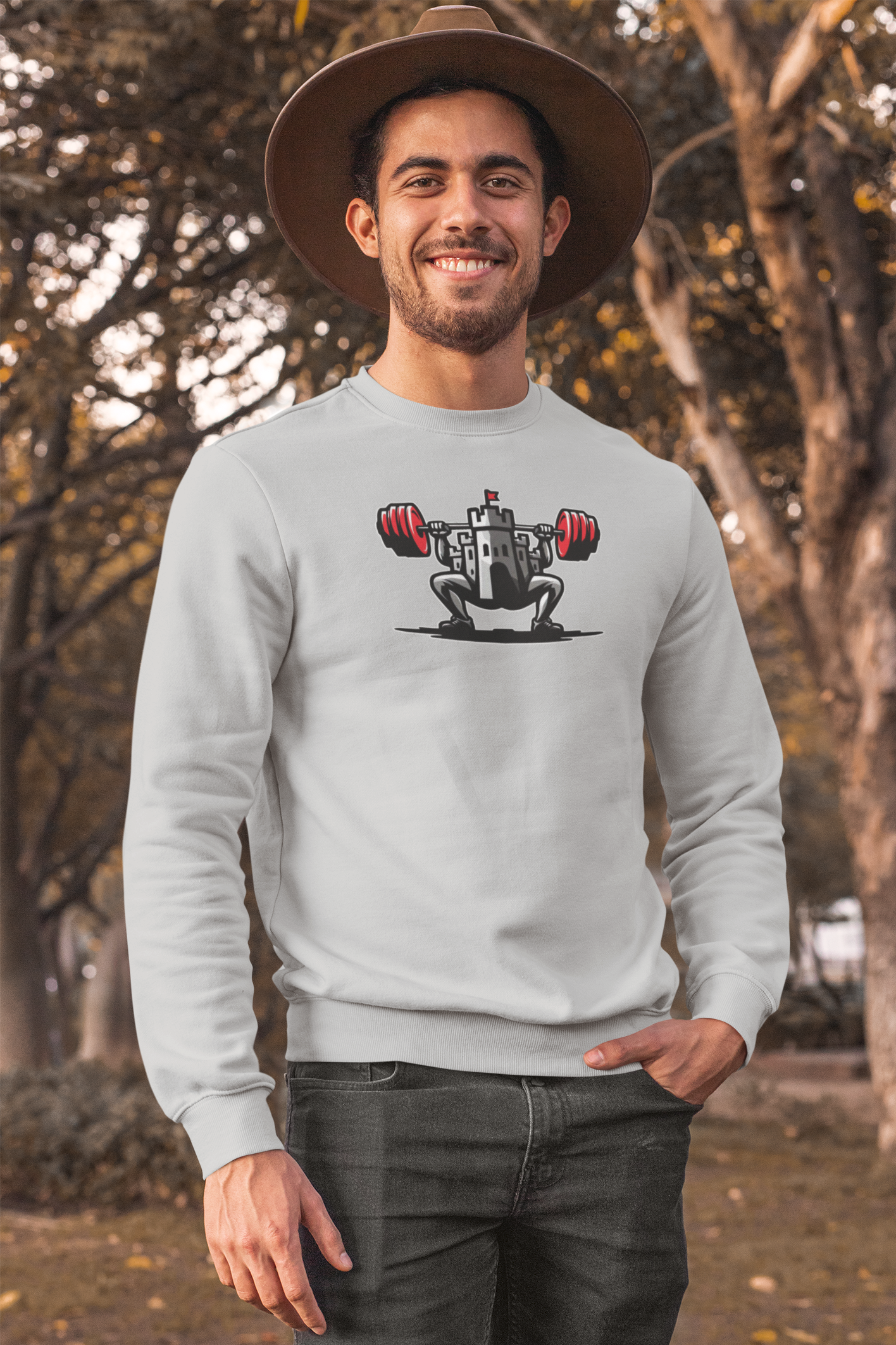 A versatile sport grey Castle F.Y. gym sweater, suited for any strength session or casual wear.