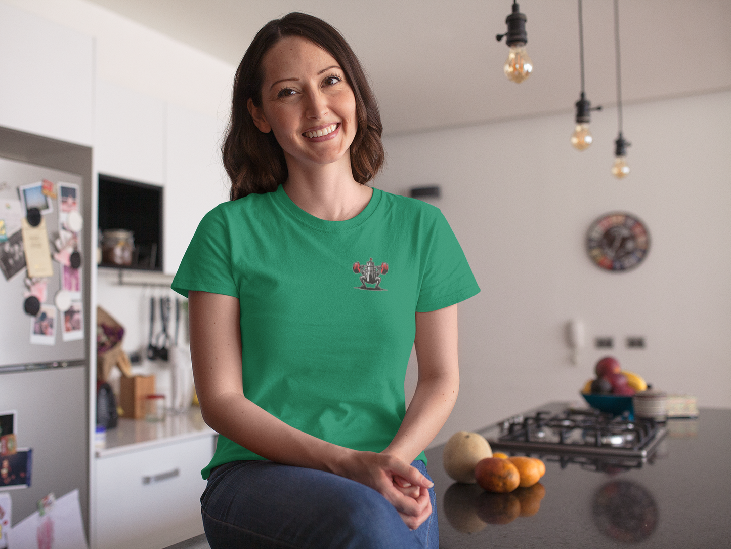 Antique Irish Green Castle F.Y. powerlifting t-shirt with a subtle icon design