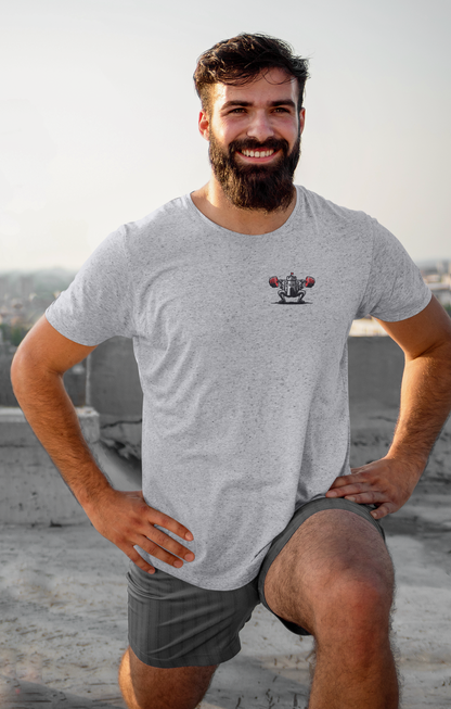 Sports Grey Castle F.Y. powerlifting t-shirt featuring a minimalist icon logo