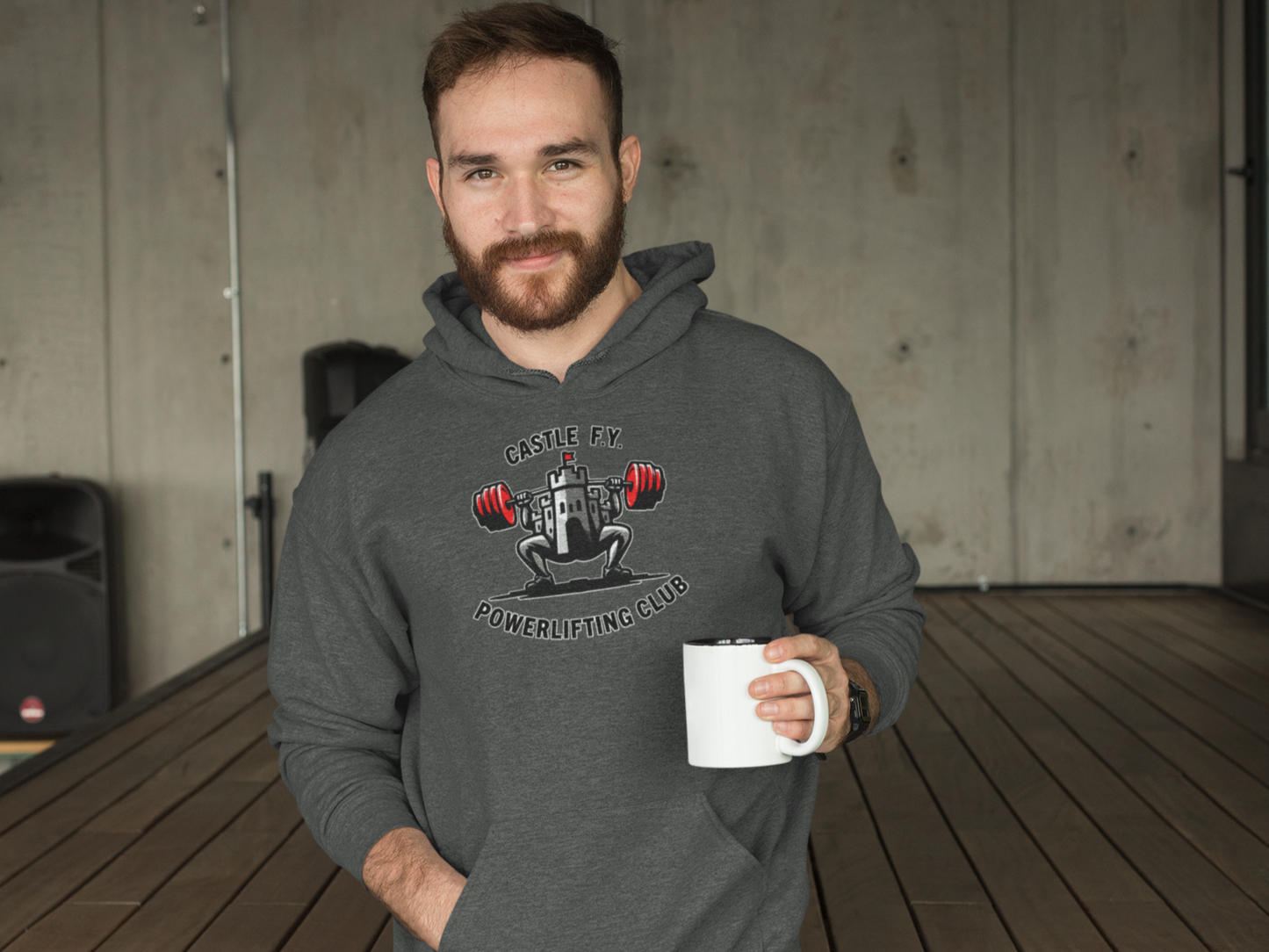 Castle F.Y. Ironclad Gym Hoodie in Dark Heather – a versatile gym hoodie for strength athletes and fitness enthusiasts, in or out of the gym.