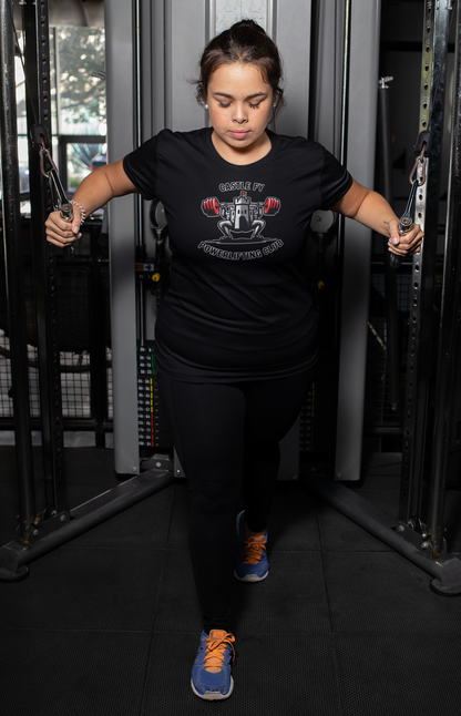 Powerlifting T-shirt featuring the Castle FY Foundation logo in Black, discreet and dependable for consistent lifters.