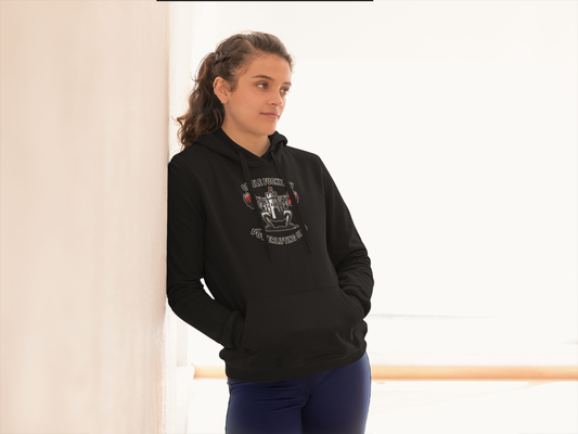 Powerlifting hoodie featuring the Castle FY Heritage logo in Black, perfect for grit and grind sessions.