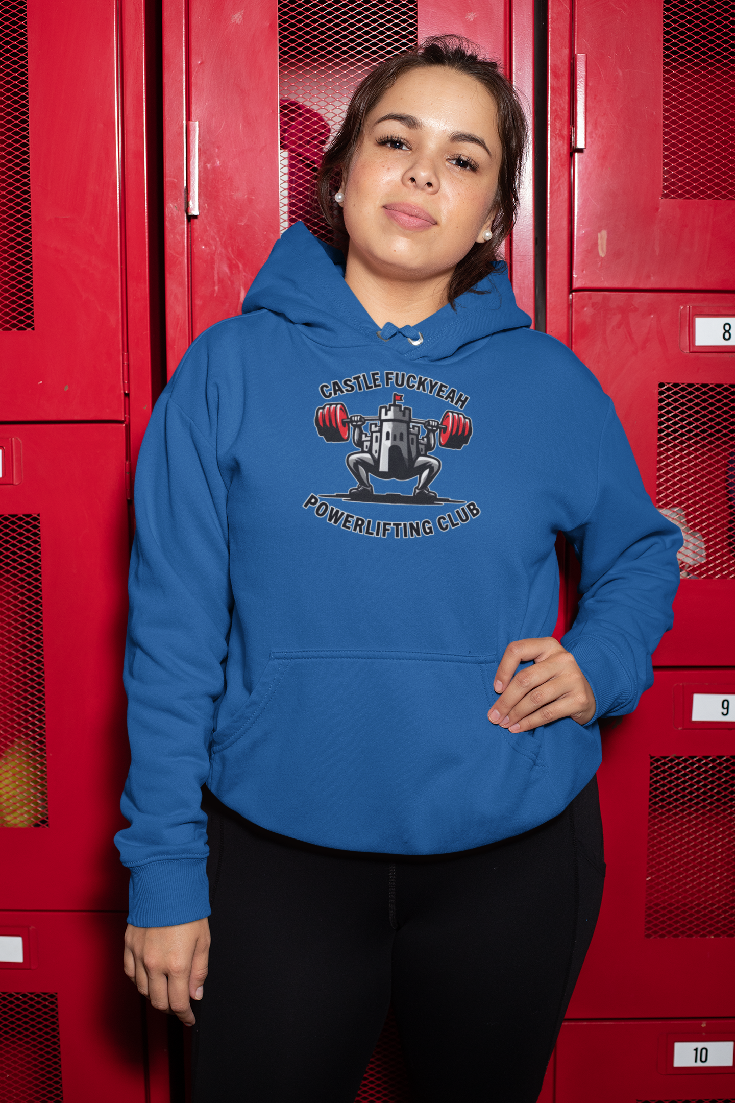 Powerlifting hoodie featuring the Castle FY Heritage logo in Royal, built for performance and legacy.