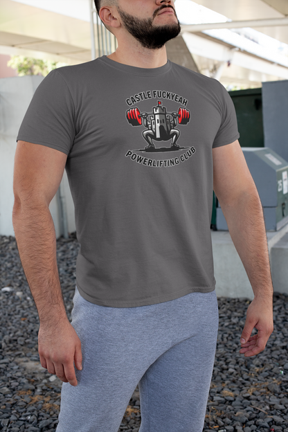 Powerlifting t-shirt featuring the Castle FY Heritage logo in Charcoal, combining rugged looks with lasting performance.