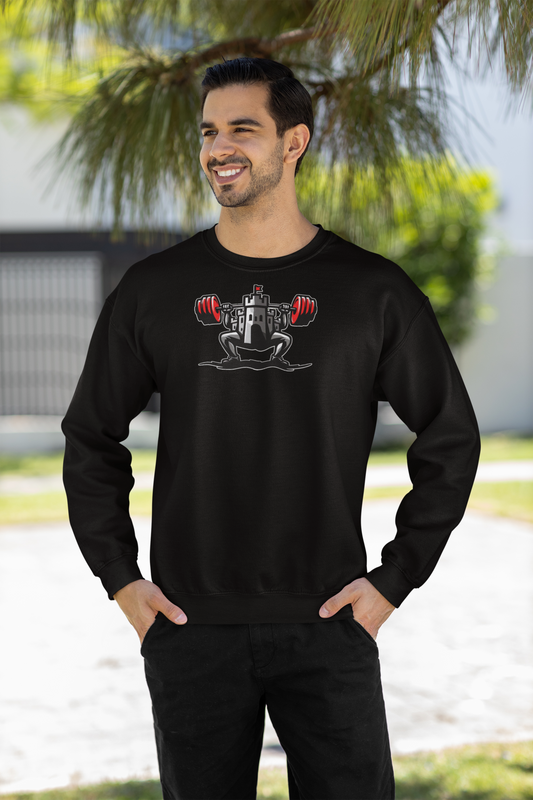 Powerlifting jumper featuring the Castle FY Iconic logo in Black, bold and built for quiet confidence.