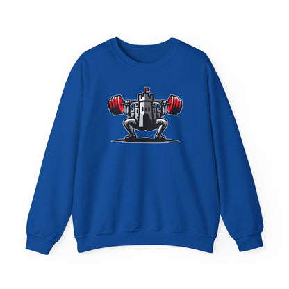 Powerlifting jumper featuring the Castle FY Iconic logo in Royal, crisp identity with calm edge.