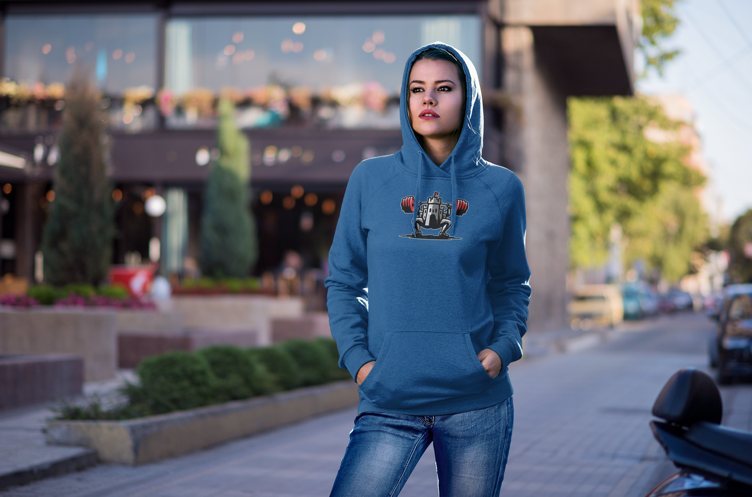 Powerlifting hoodie featuring the Castle FY Iconic logo in Royal, perfect for strong sessions and strong style.